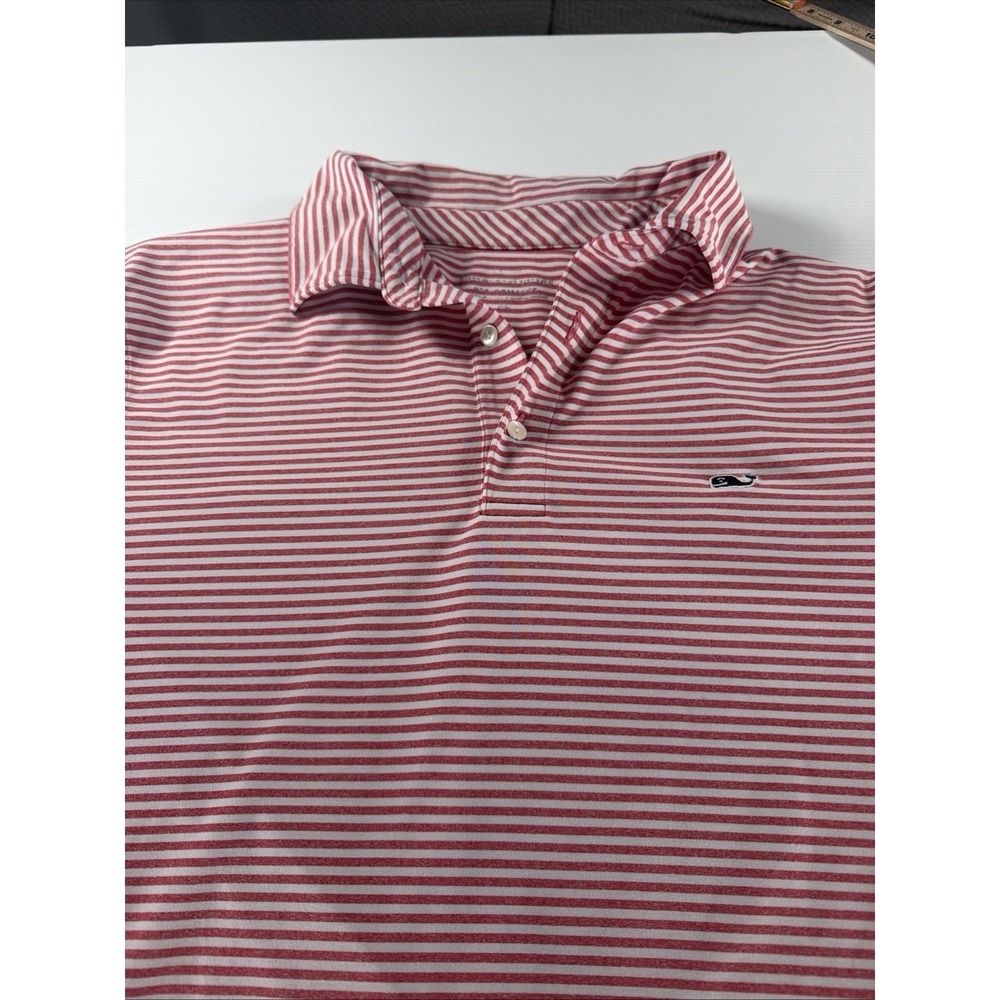 Vineyard Vines Red Striped Performance Polo Shirt - Men's Size X-Large